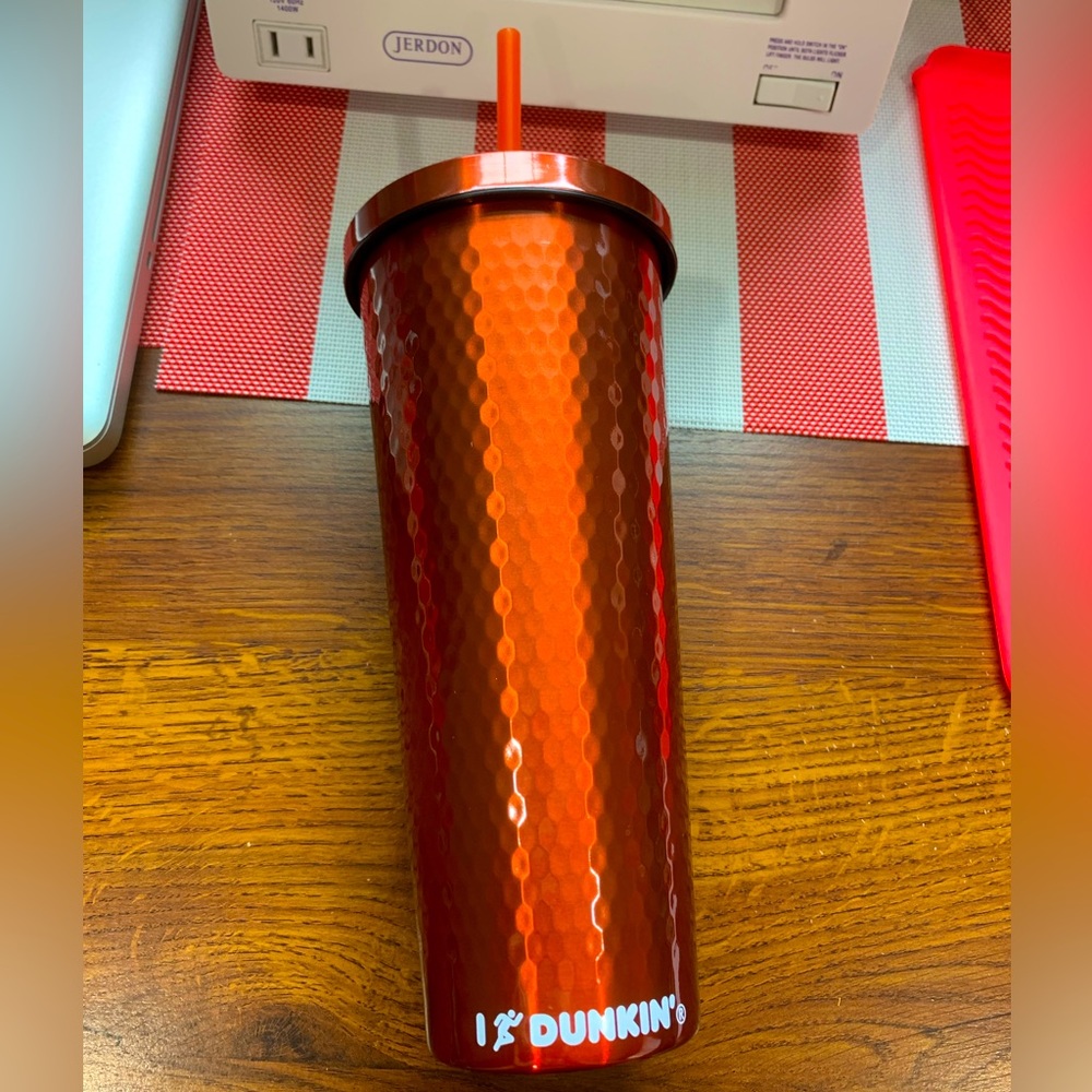 Dunkin Metallic Burnt Orange 24oz Drink Tumbler NWOT